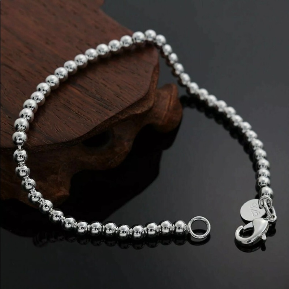 .Sterling Silver Beaded Bracelet